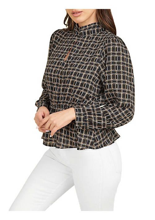 DR2 by Daniel Rainn By Daniel Rainn Mock Turtleneck Shirred Top Blouse