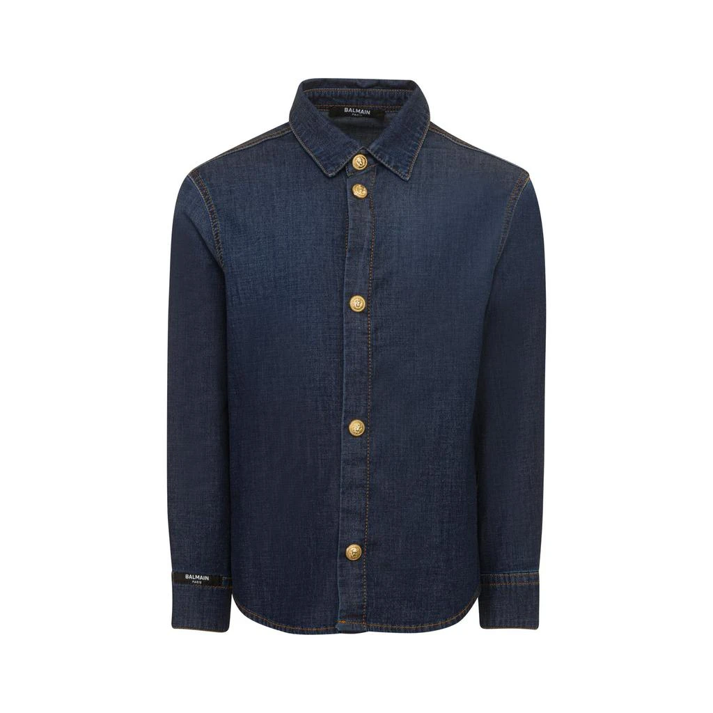 Balmain Balmain Kids Long-Sleeved Button-Up Chambray Shirt 1