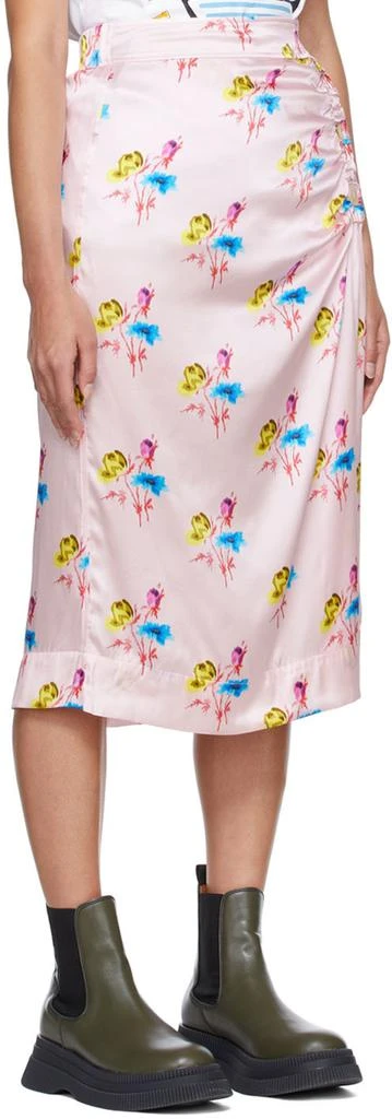 Ganni Pink Silk Midi Skirt 2