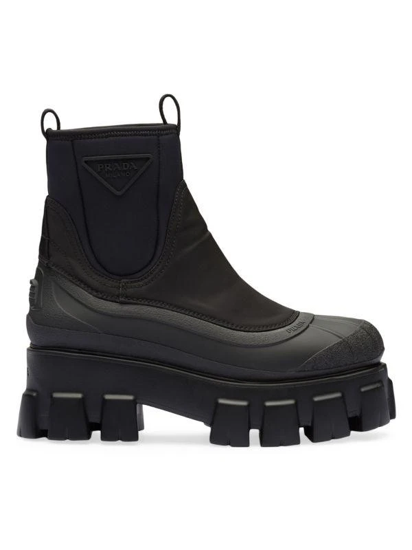 Prada Monolith Re-Nylon Gabardine Lug Sole Chelsea Boots 1