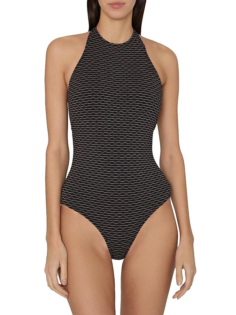Milly Jackie Textured Halterneck One-Piece Swimsuit 4