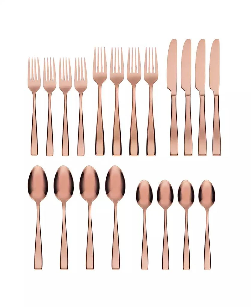 Cambridge Silversmiths Samira Copper Satin 20-Piece 18/10 Stainless Steel Flatware Set, Service for 4 1