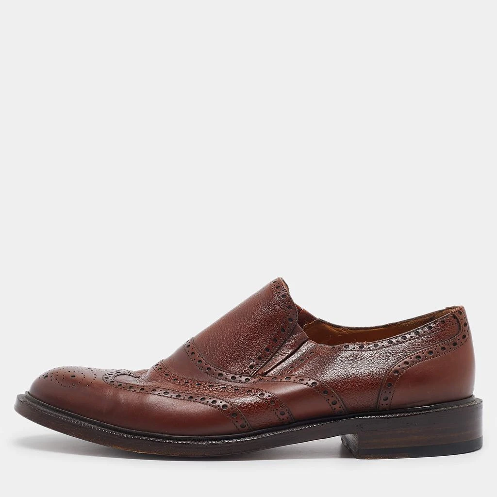 Gucci Gucci Brown Brogue Leather Slip On Oxford Size 45.5 1