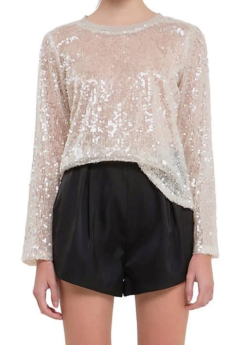 Grey Lab Lab Sequin Sheer Top 2