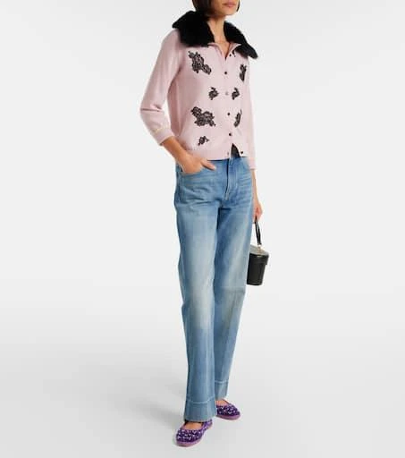 Valentino Endouce sequined velvet Mary Jane flats 3