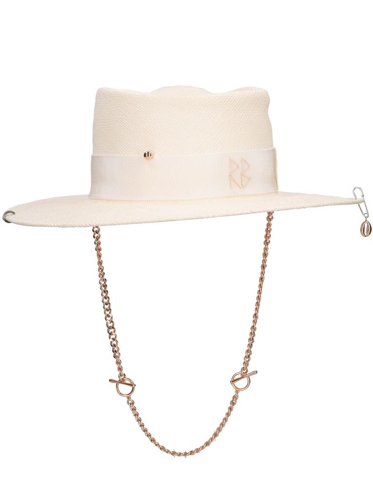 RUSLAN BAGINSKIY Chain Strap Straw Gambler Hat