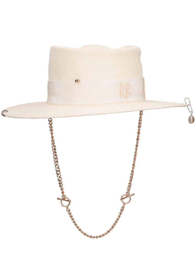 RUSLAN BAGINSKIY Chain Strap Straw Gambler Hat 1