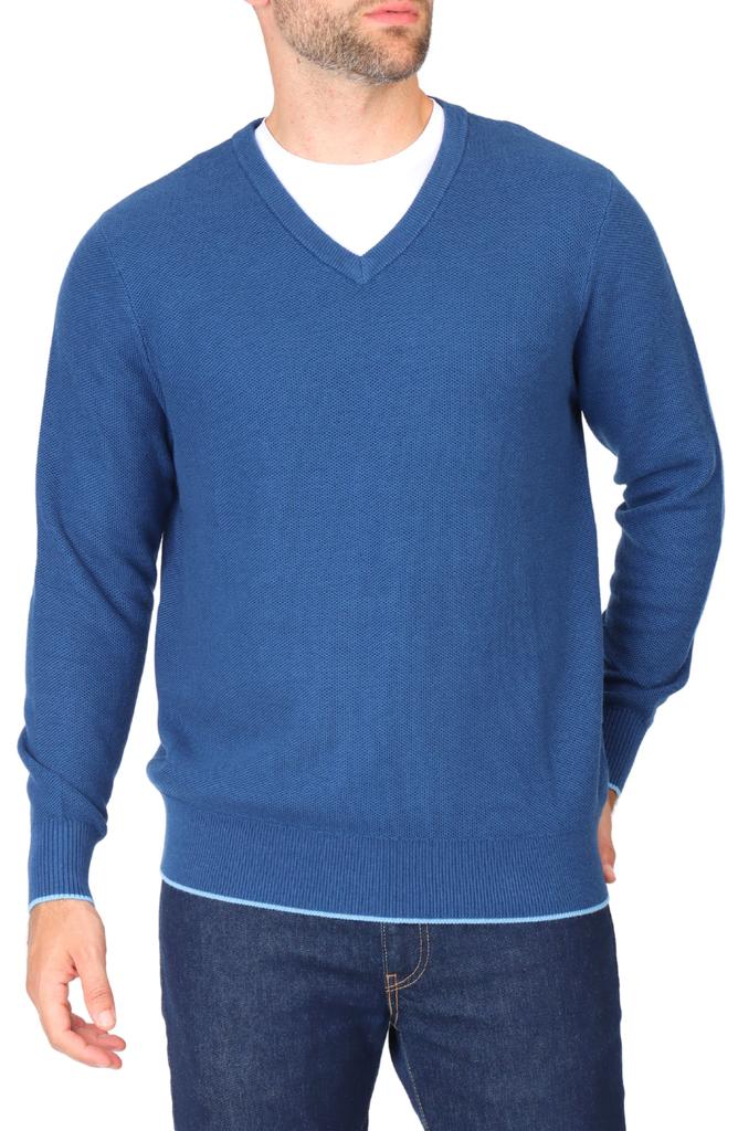 TailorByrd Waffle Knit V-Neck Sweater