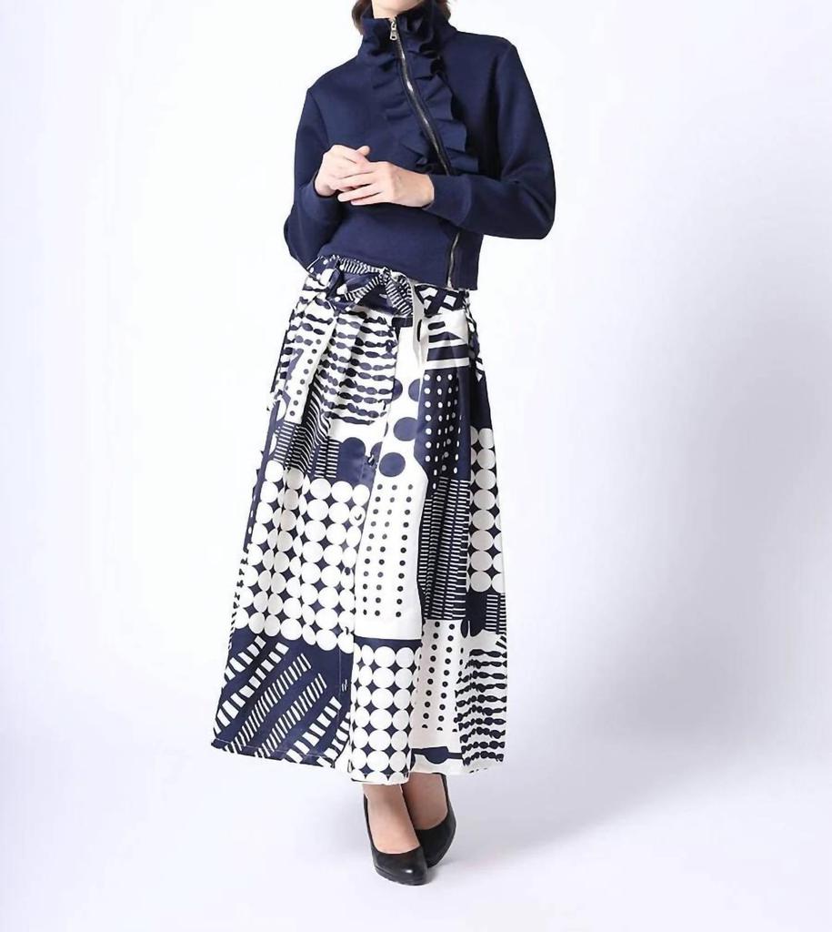Gracia Gracia - Highneck Scuba Assymetrical Ruffled Zip Jacket