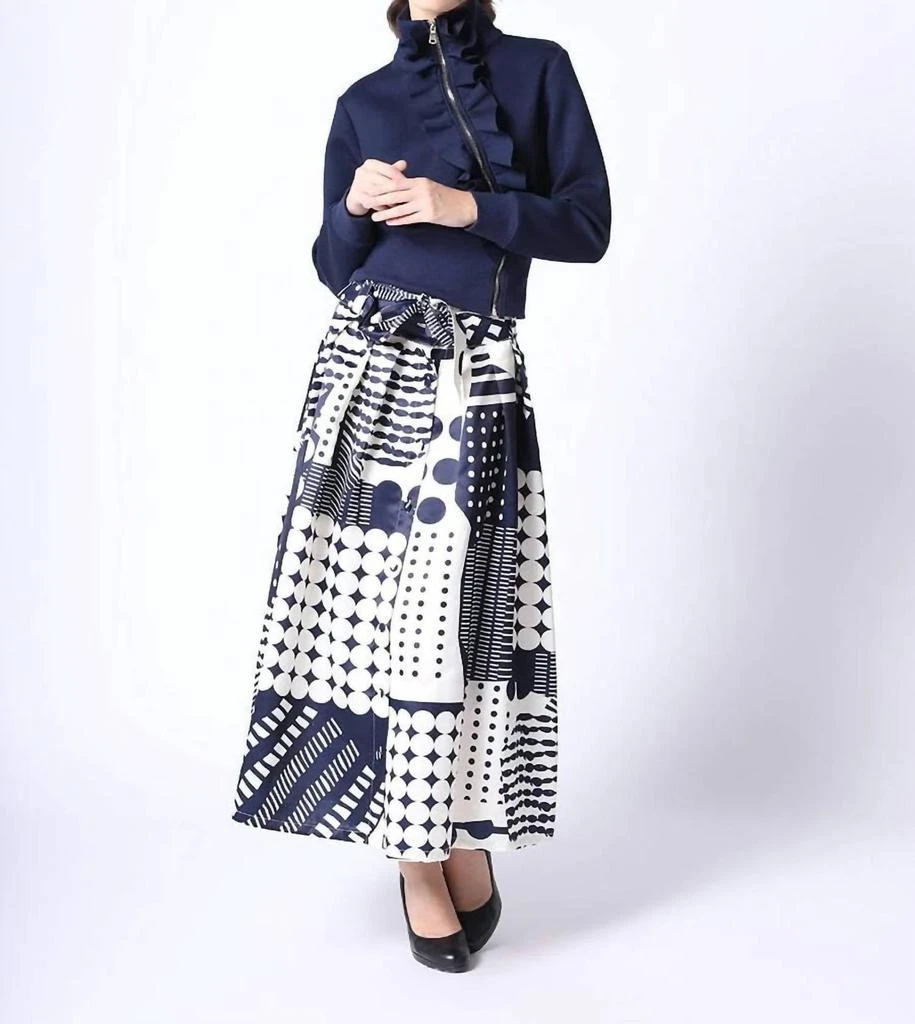 Gracia Gracia - Highneck Scuba Assymetrical Ruffled Zip Jacket 2
