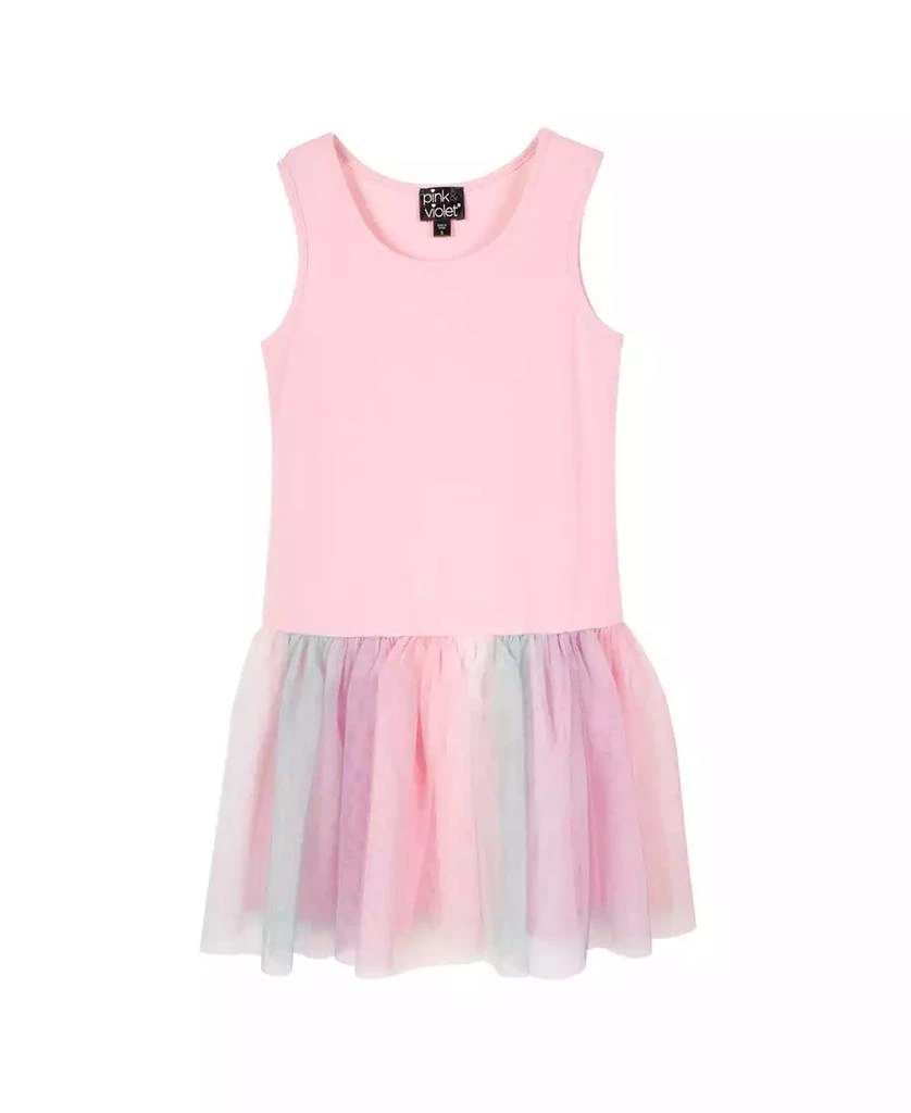 Pink & Violet Little Girls Faux Fur Unicorn Character Sweatshirt and Dress Set 5