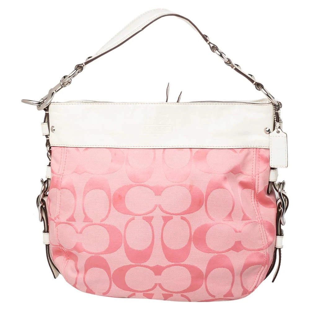 Coach Coach Pink/White Signature Canvas and Leather Hobo 1