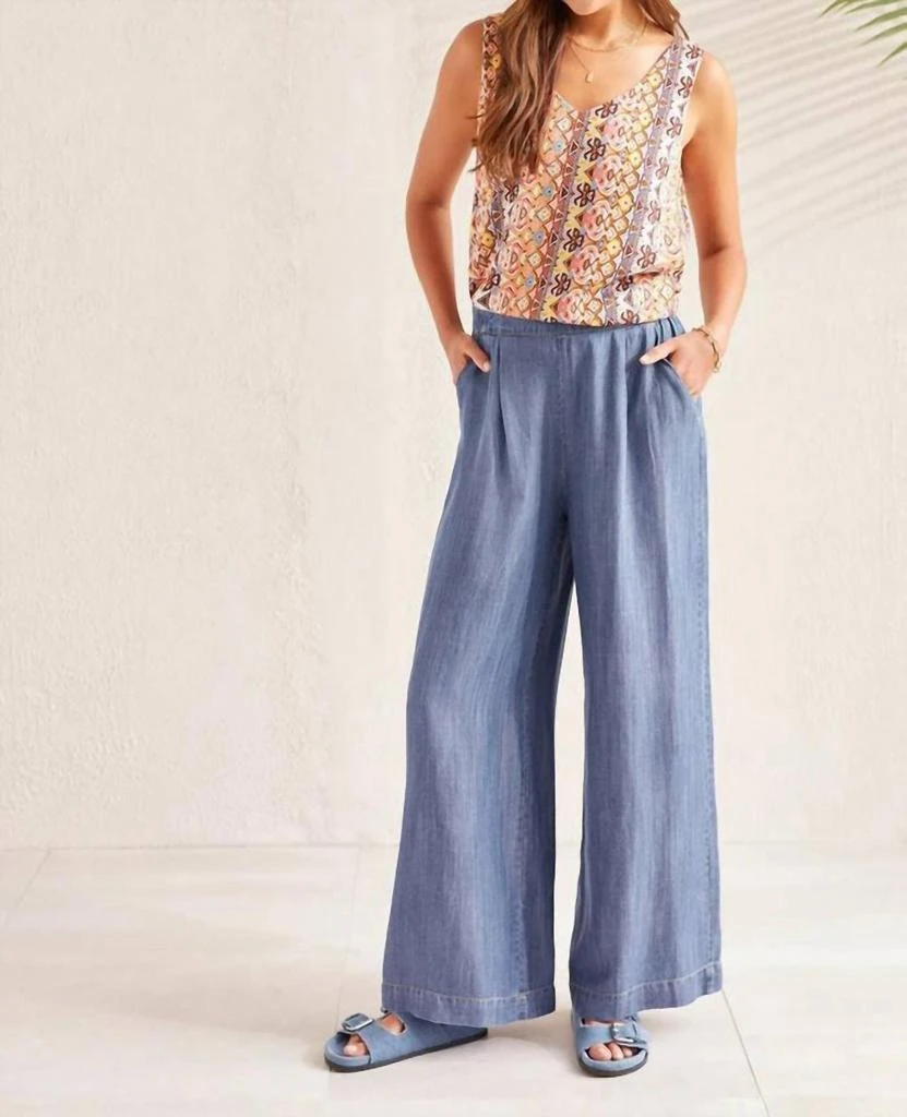 Tribal Flowy Wide Leg Pants In Chambray 3
