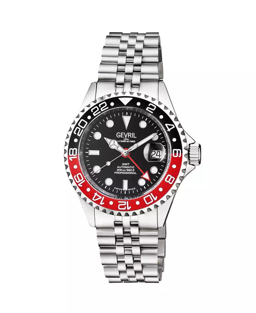 Gevril Men's Wall Street Silver-Tone Ion Plating Swiss Automatic Bracelet Watch 43 mm