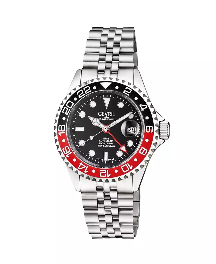 Gevril Men's Wall Street Silver-Tone Ion Plating Swiss Automatic Bracelet Watch 43 mm 1