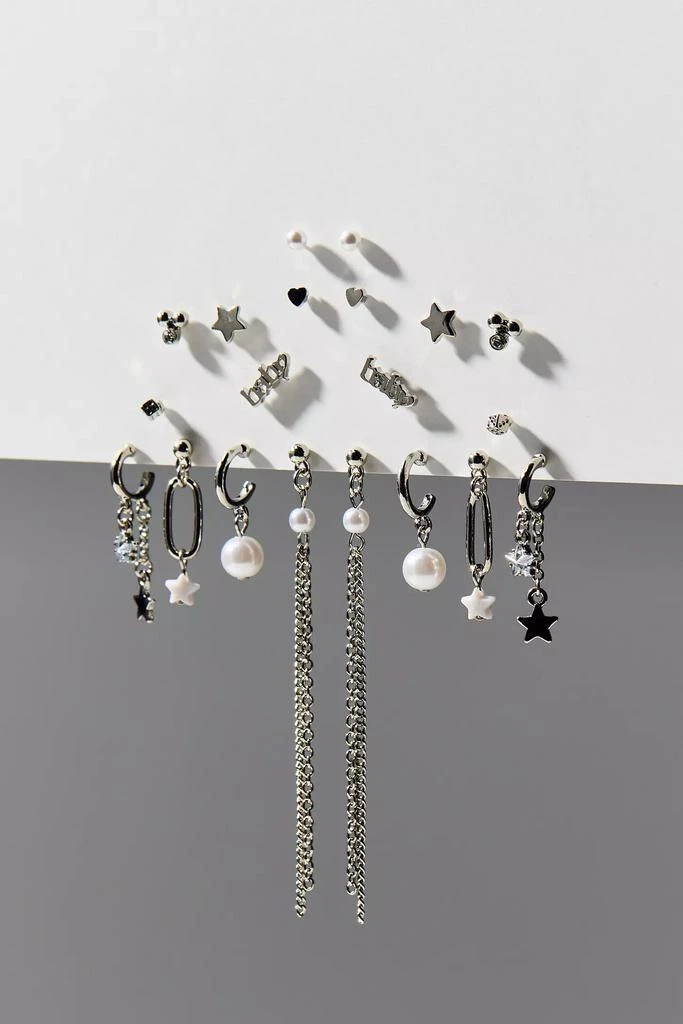 Urban Outfitters Star & Pearl Post And Hoop Earring Set 3