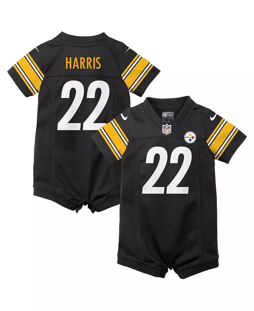 NIKE Boys and Girls Newborn and Infant Najee Harris Black Pittsburgh Steelers Game Romper Jersey 1