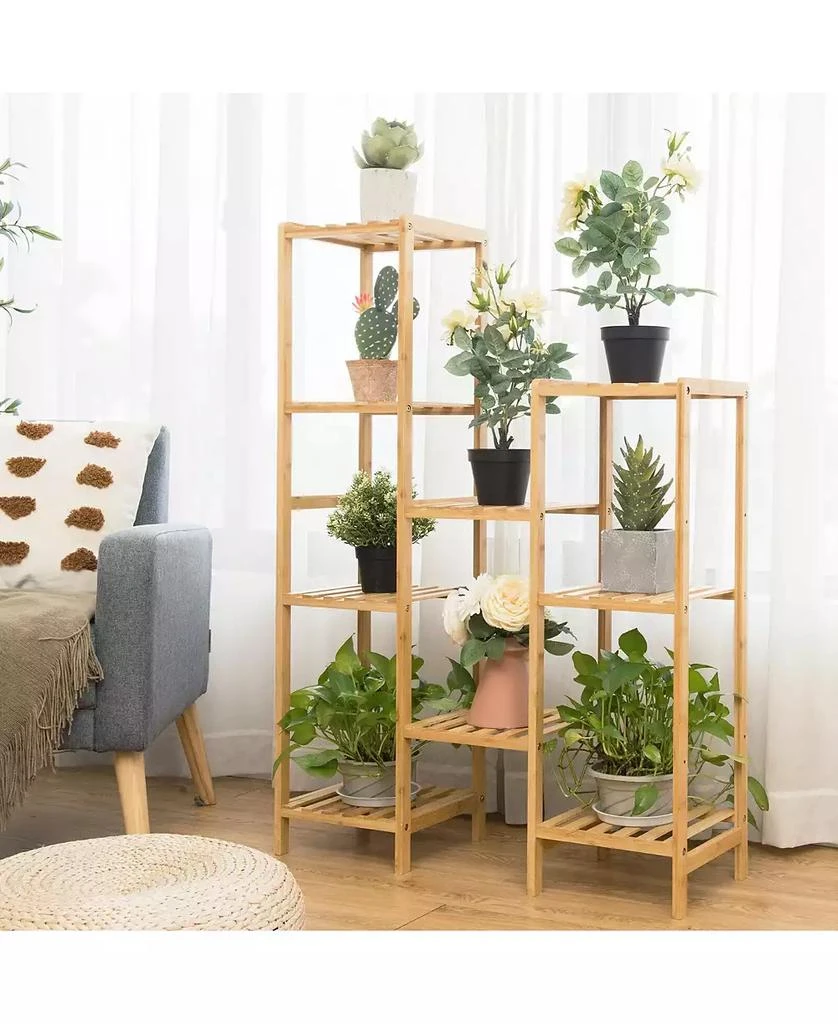 SUGIFT 9-Tier Bamboo Plant Stand for Living Room Balcony Garden 6