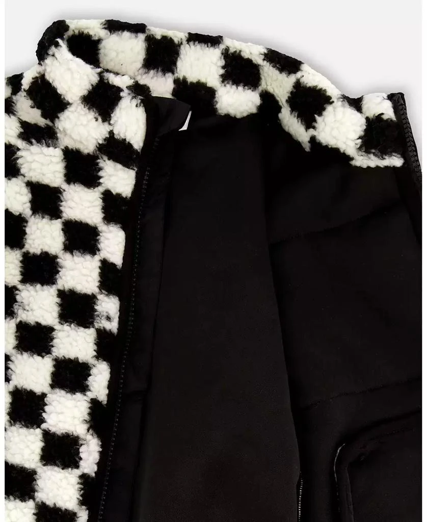 Deux par Deux Toddler Unisex Sherpa Jacket Black Checkerboard 5