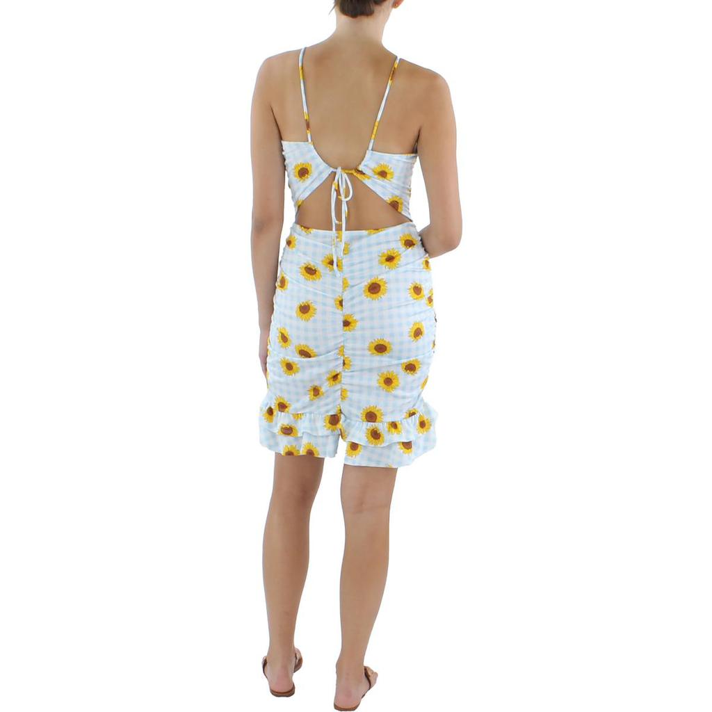 Derek Heart Womens Floral Check Open Back Bodycon Dress