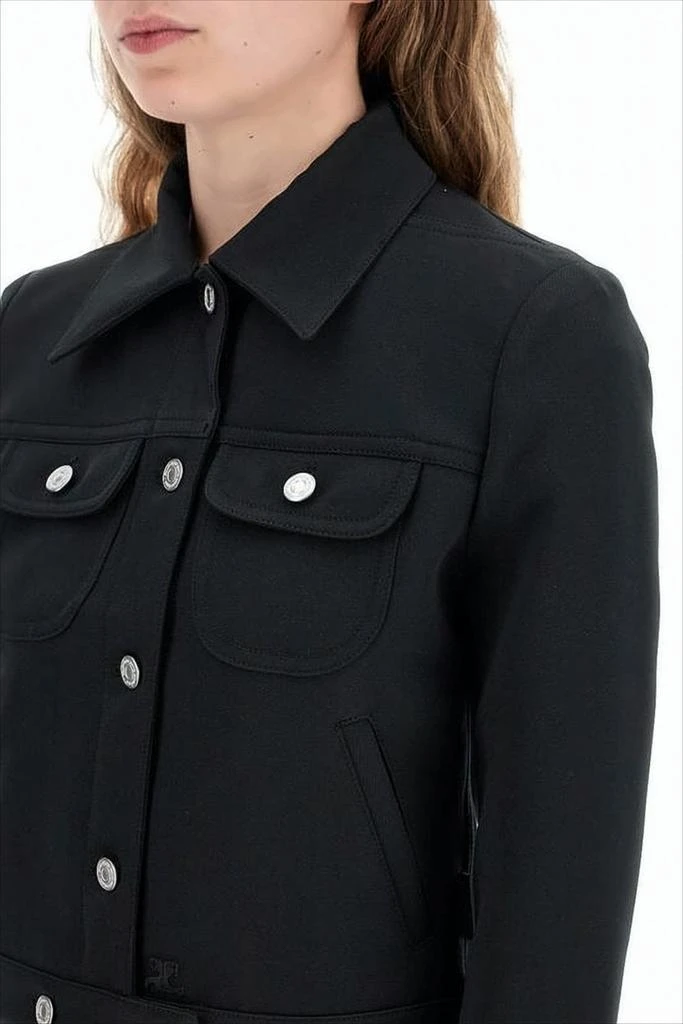 Courrèges Cropped Black Denim Jacket with Structured Silhouette 4