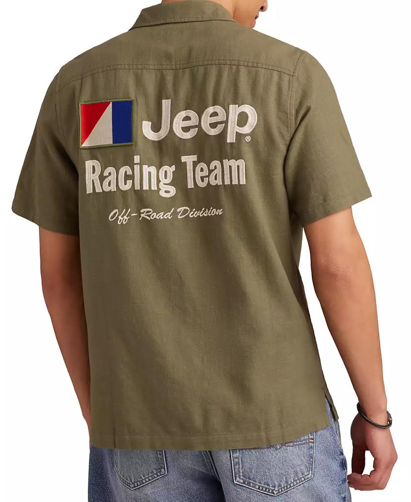 Lucky Brand Men's Short Sleeve Jeep Patch Embroidered Button-Front Shirt