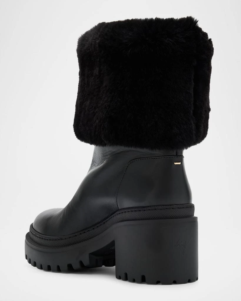 Giuseppe Zanotti Leather Ankle Boots with Shearling Cuff 4