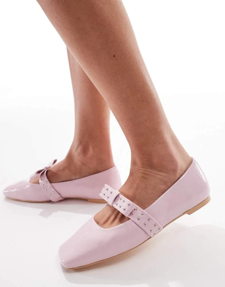 Glamorous Glamorous ballerina flats with bow detail in pink 3