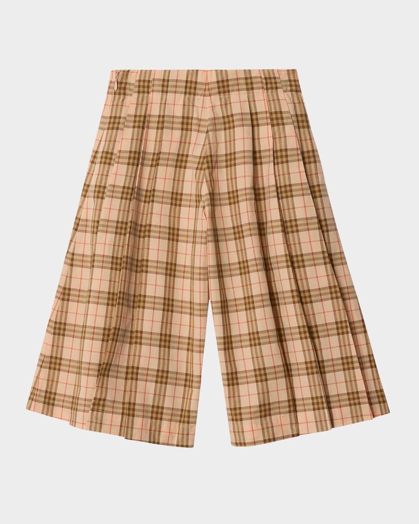 Burberry Girl's Dalia Check Cropped Wide-Leg Pants, Size 2-14