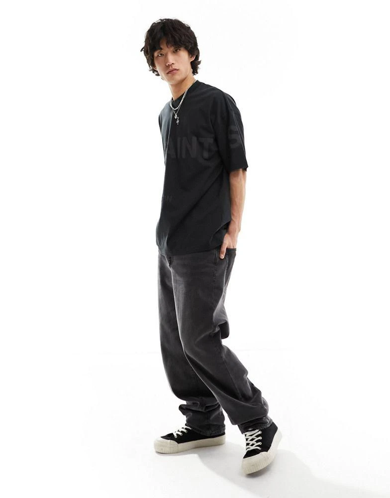 ALL SAINTS AllSaints Biggy tonal logo oversized t-shirt in black 4