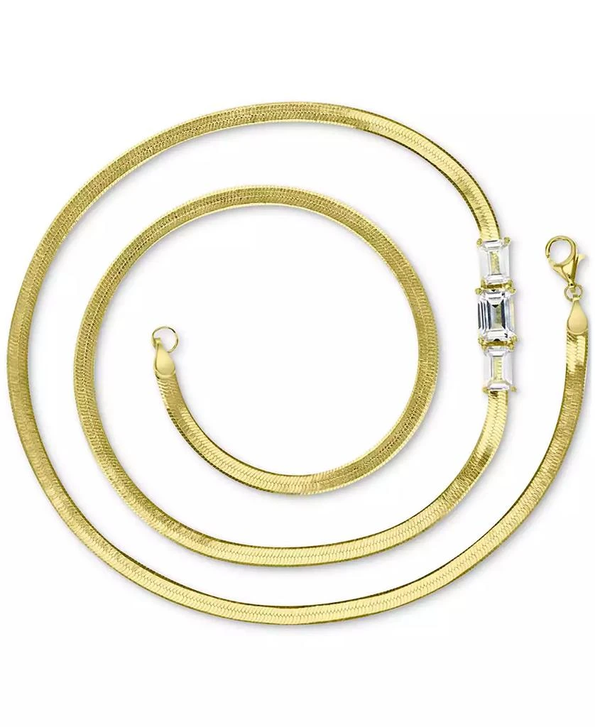 Macy's Lab-Grown White Sapphire Triple Stone 18" Collar Necklace (3-3/8 ct. t.w.) in 14k Gold-Plated Sterling Silver 4