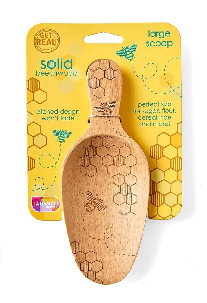 Talisman Designs Laser Etched Beechwood Large Scoop, Honey Bee Collection 2