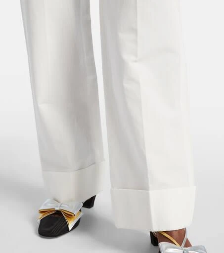 Valentino High-rise cotton and linen straight pants 5