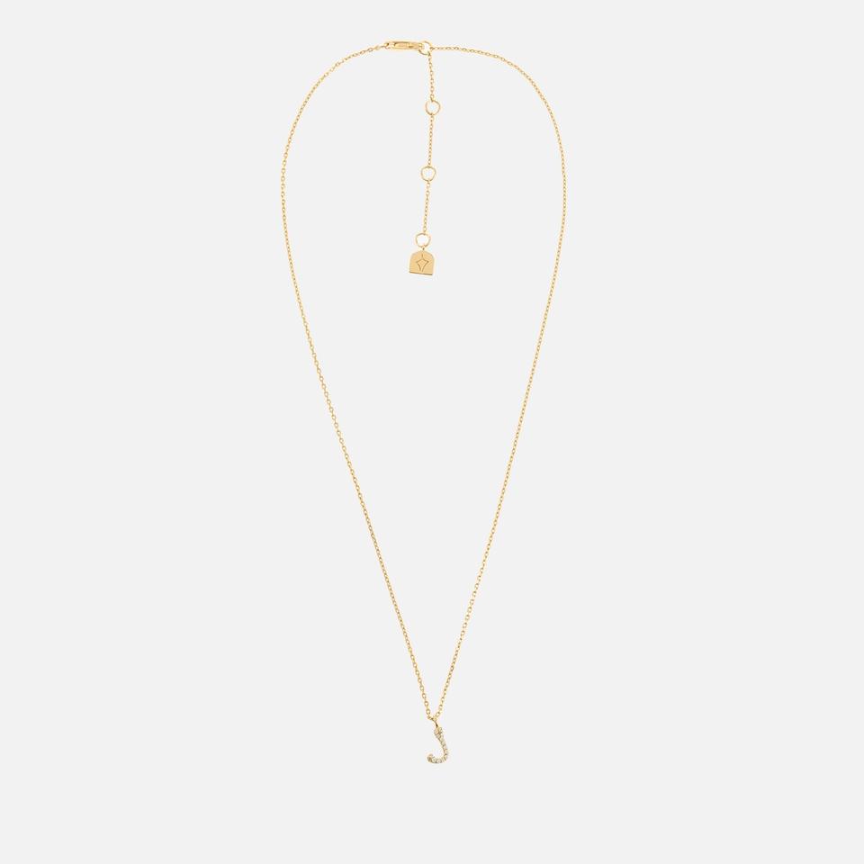 ASTRID & MIYU Astrid & Miyu Initial Pavé 18K Gold-Plated Necklace