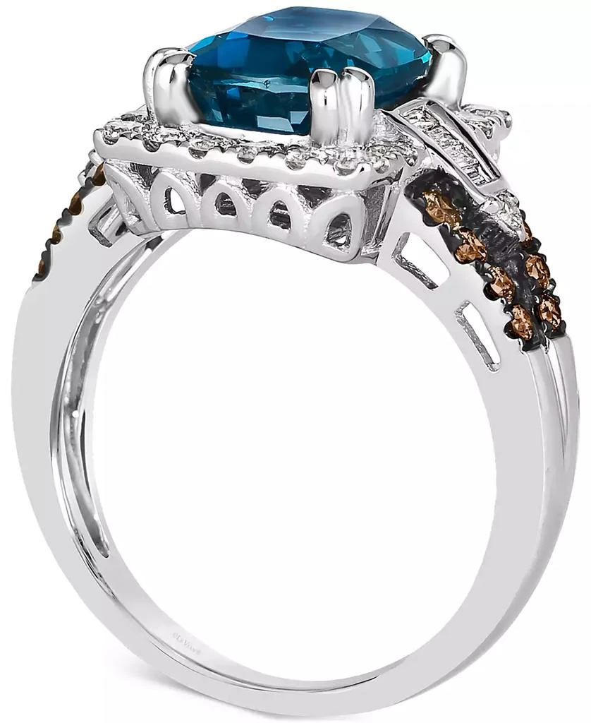 Le Vian Chocolatier® Deep Sea Blue Topaz (2-1/2 ct. t.w.) 
Diamond (5/8 ct. t.w.) Halo Ring in 14k White Gold 2