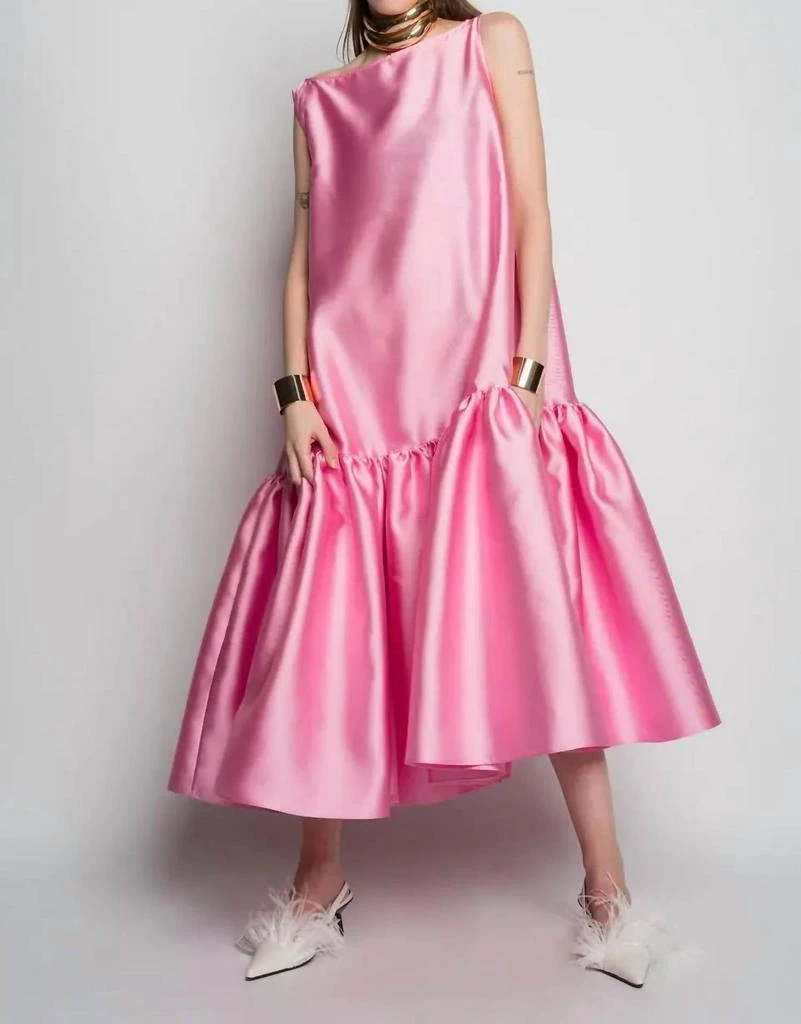 Marques Almeida Sleeveless Puff Hem Midi Dress In Pink 2