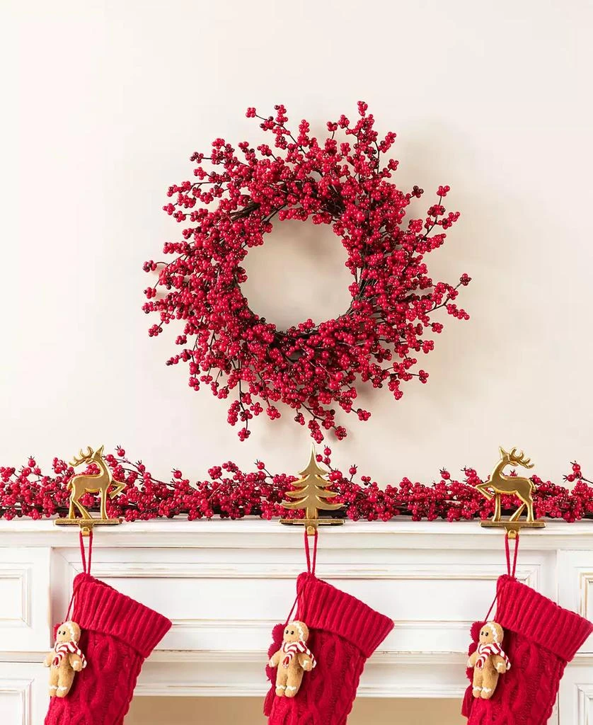 Glitzhome 25" Plastic Christmas Berries Wreath 3
