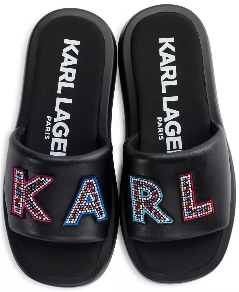 Karl Lagerfeld Paris Women
s Opal Stone Platform Slide Flat Sandals 7