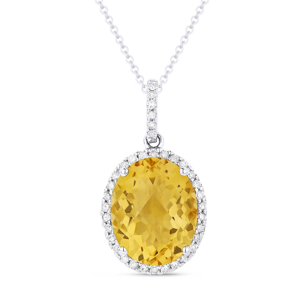 SSELECTS 2.41Ct Citrine 16"pendant Necklace In 14K White Gold