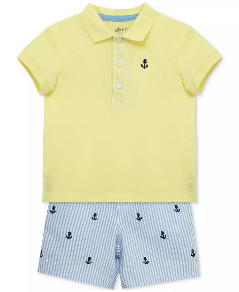 Little Me Baby Boys 2-Pc. Cotton Anchor Polo Shirt & Shorts Set 3