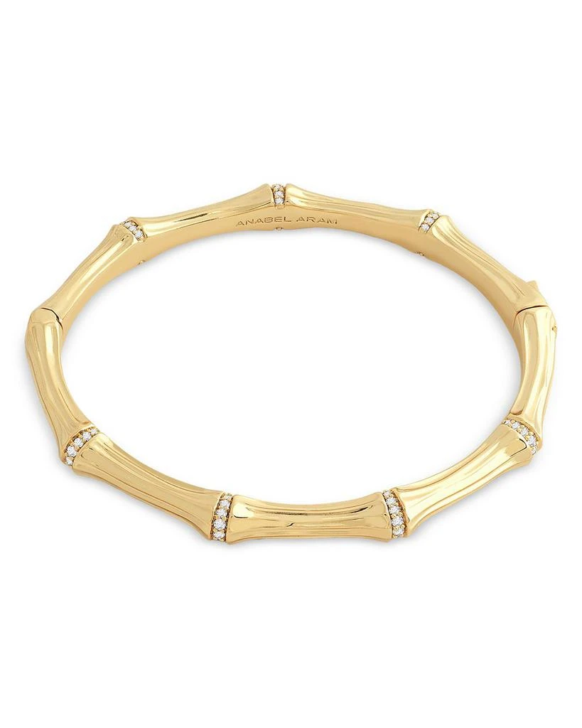 Anabel Aram Sculpted Bamboo Hinged Bangle Bracelet in 18K Gold Plated 3