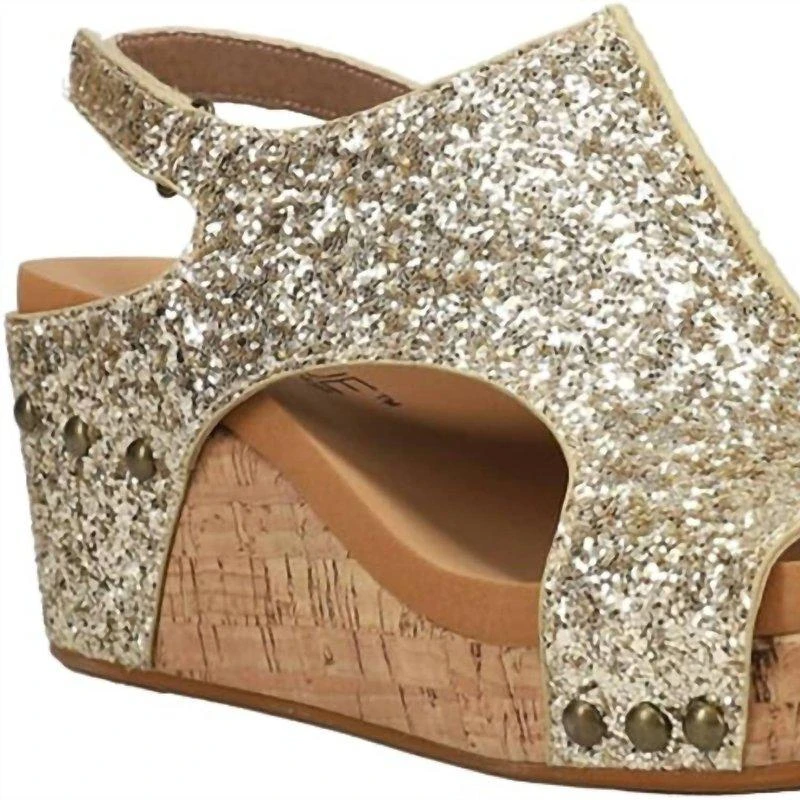 Corkys Carley Wedges In Gold Glitter 1