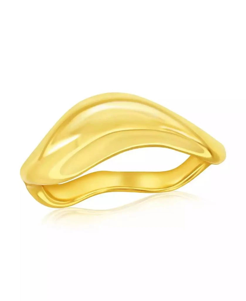 Simona Sterling Silver, Gold Plated High-Polished Puffed Wavy Ring