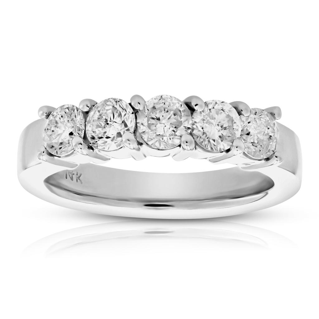 Vir Jewels 1 1/4 cttw Diamond 5 Stone Ring 14K White Gold
