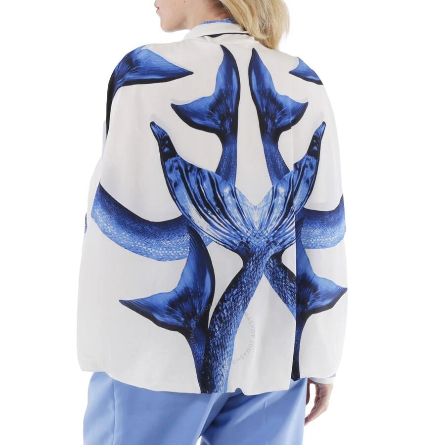 Burberry Ladies Mermaid Tail Print Tie-Neck Cape Detail Blouse 3