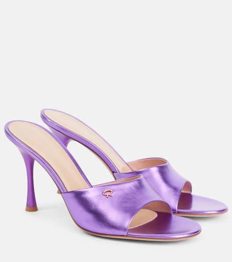 Gianvito Rossi Logo metallic leather mules 1