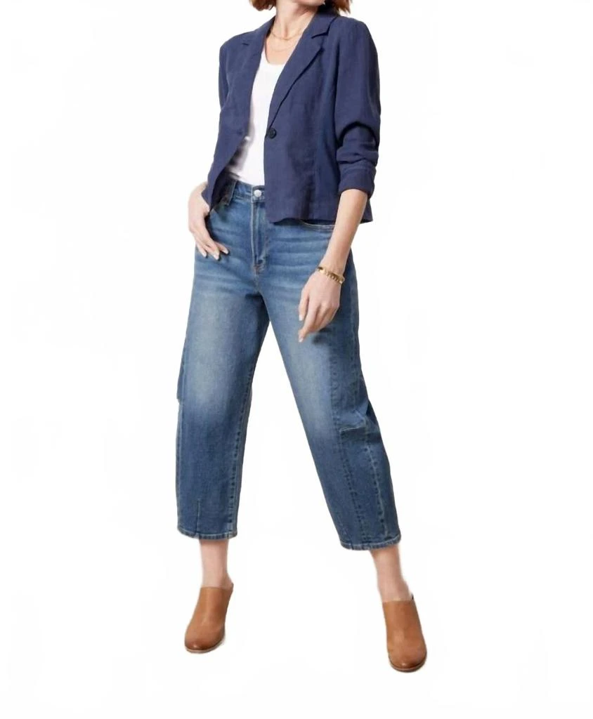 Michael Stars Pearson Ribbed Mix Blazer In Blue 3