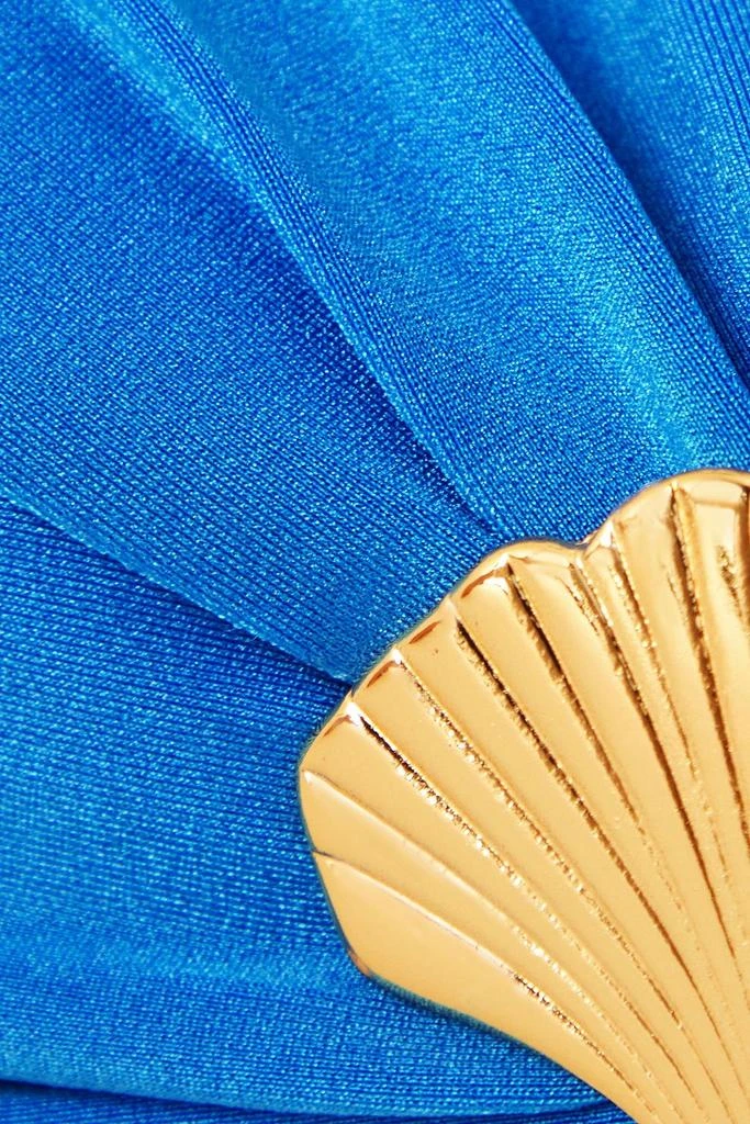 PatBO Ocean Leaf embellished gathered high-rise bikini briefs 4
