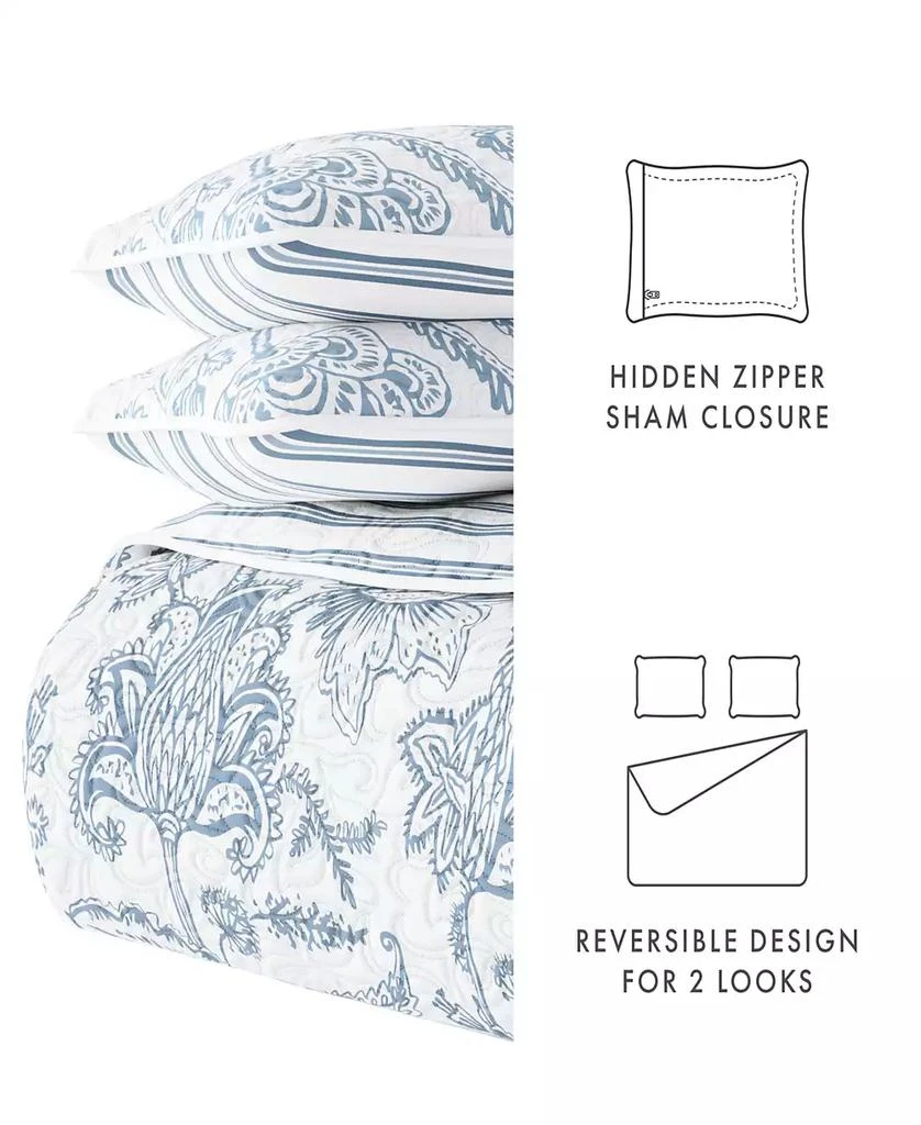 IENJOY HOME Jacobean and Stripe Reversible 3-Pc. Lightweight Quilt Set 12