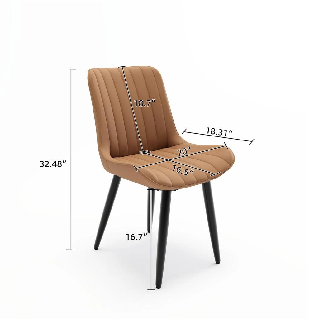 Streamdale Furniture Streamdale Set of 4 Modern PU Leather Dining Chairs with Cushions 
Metal Legs 2